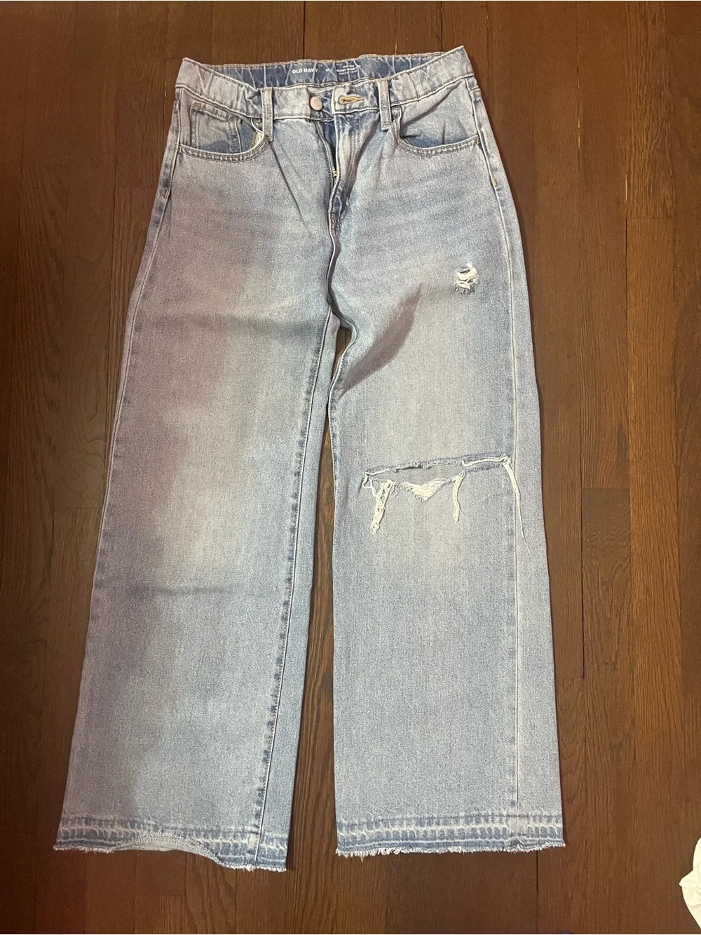 Old Navy Light Blue Distressed Baggy Wide-Leg Jeans - Kids